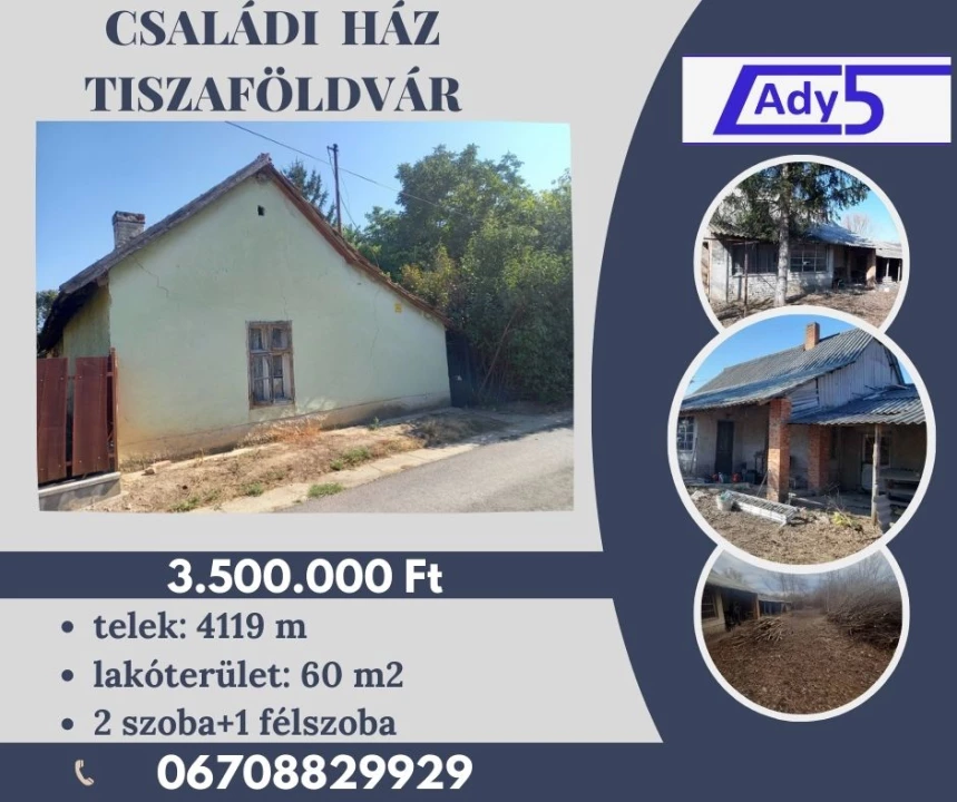 For sale house, Tiszaföldvár