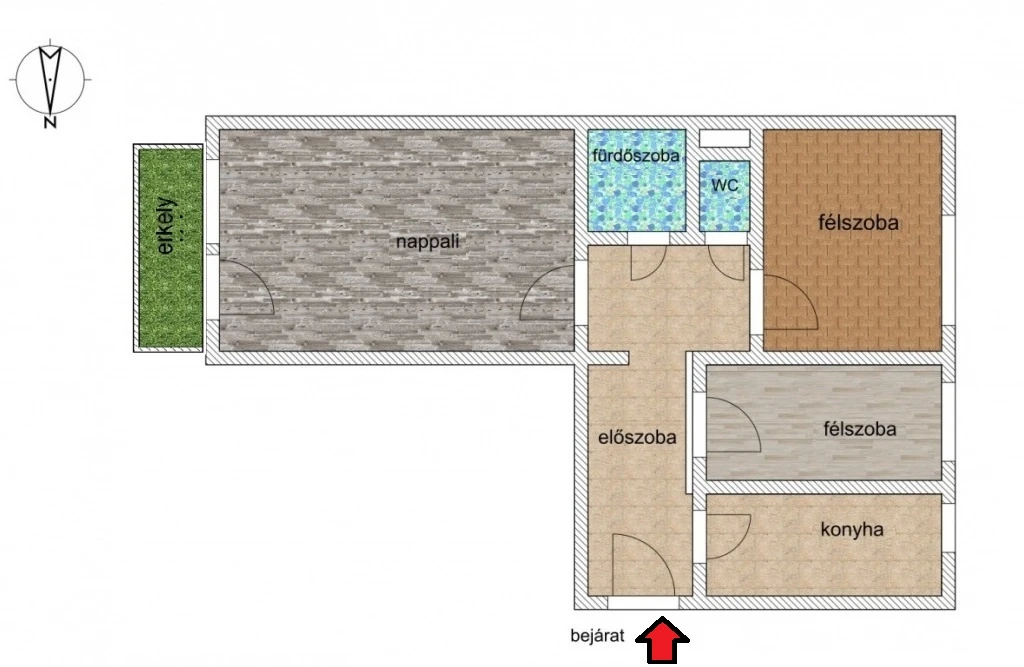 XIX. Kerület, Árpád utca, 53 m²-es, társasházi lakás, 1+2 szobás