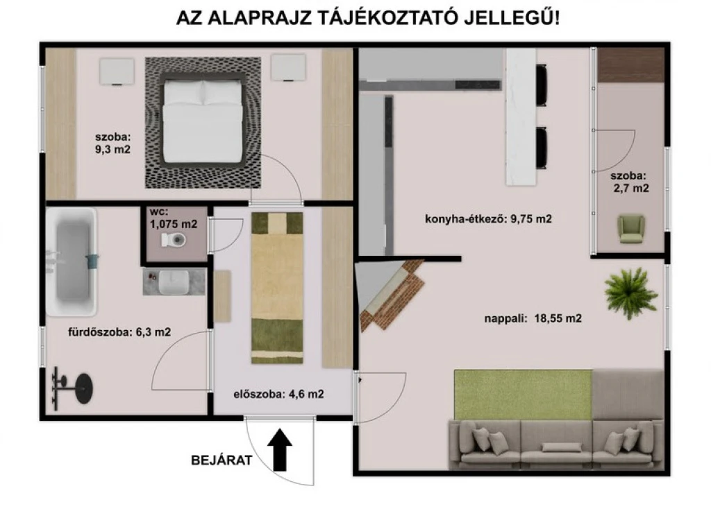 Vác, Kőhid utca, 52 m²-es, társasházi lakás, 2 szobás, felújított állapotú
