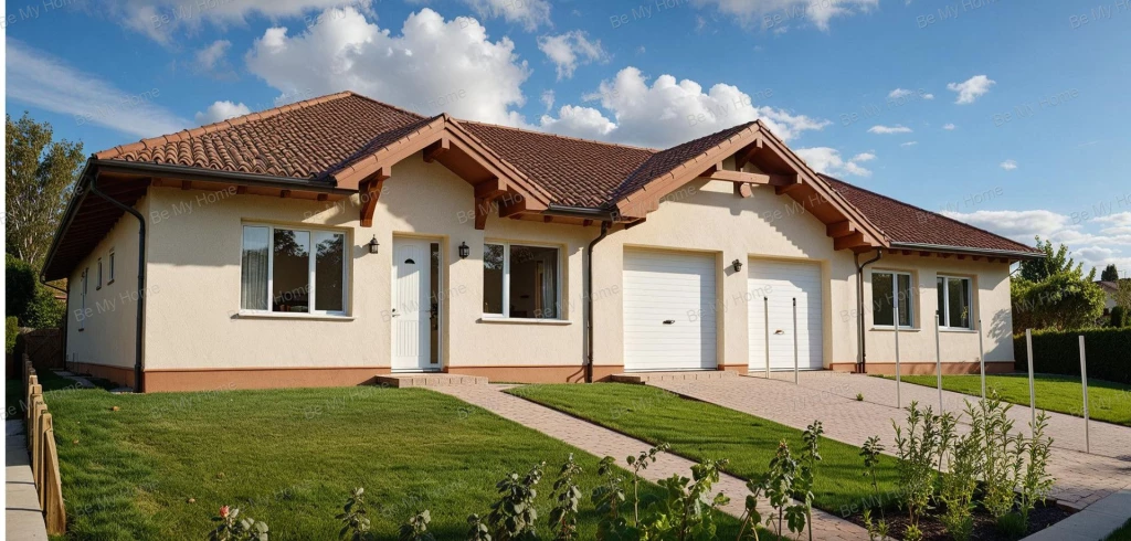 Fótújfalun eladó nappali + 4 hálószobás ikerház fél, csak a garázsokkal kapcsolódva