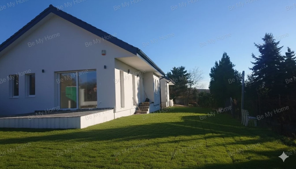 Extrákkal felszerelt csendes helyen lévő, költözhető, nappali + 3 hálószobás ikerház fél eladó Erdőkertesen