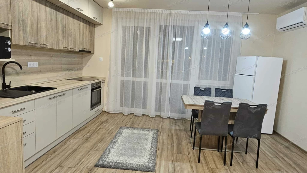 Nyíregyháza Szilvavölgy Lakóparkban, újszerű társasház 1. emeletén amerikai-konyhás nappalis + 2 hálószobás lakás kiadó