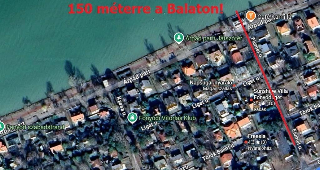 130 méterre a balatontól!