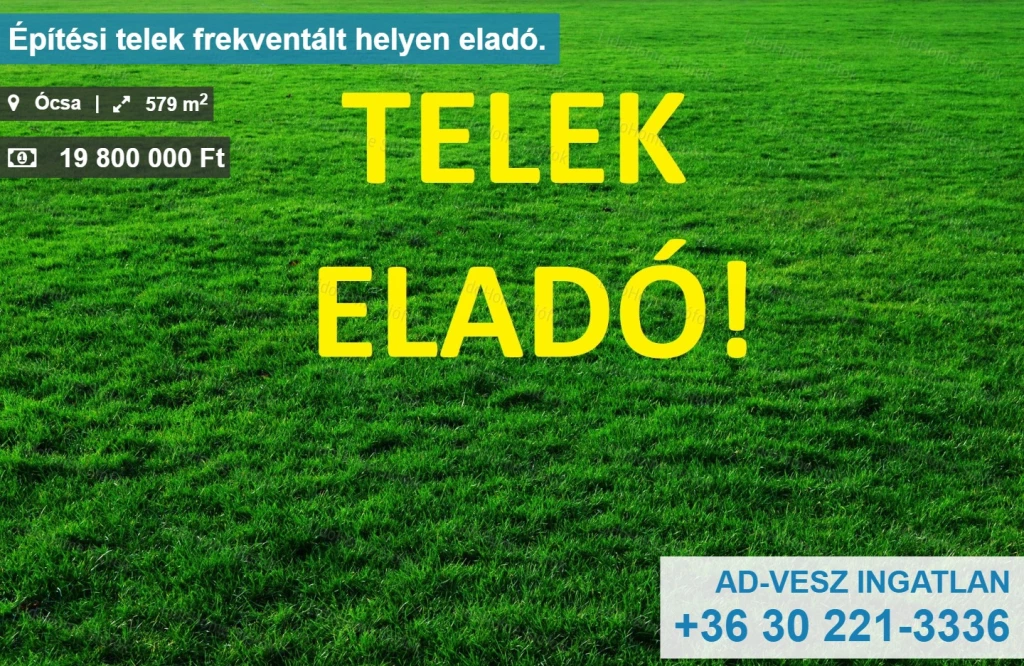 Építési telek frekventált helyen eladó.