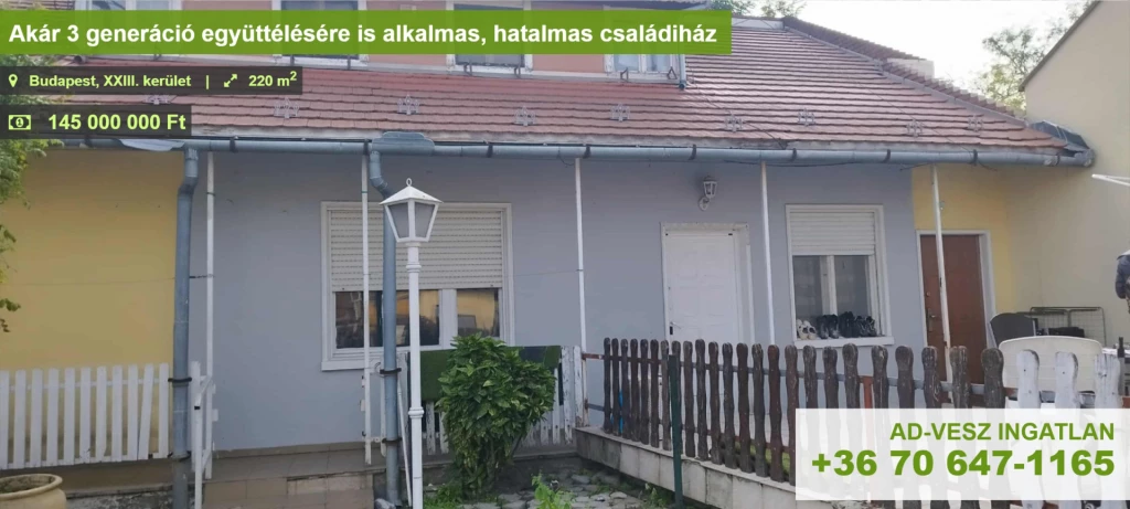 For sale house, Budapest XXIII. kerület