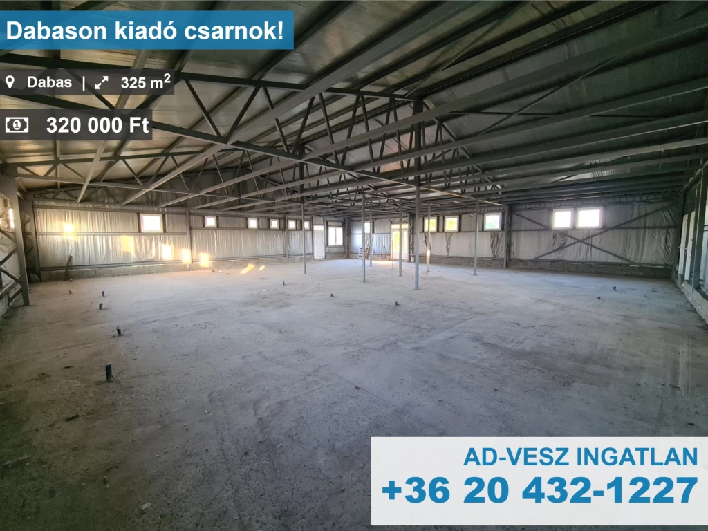 Dabason kiadó csarnok!