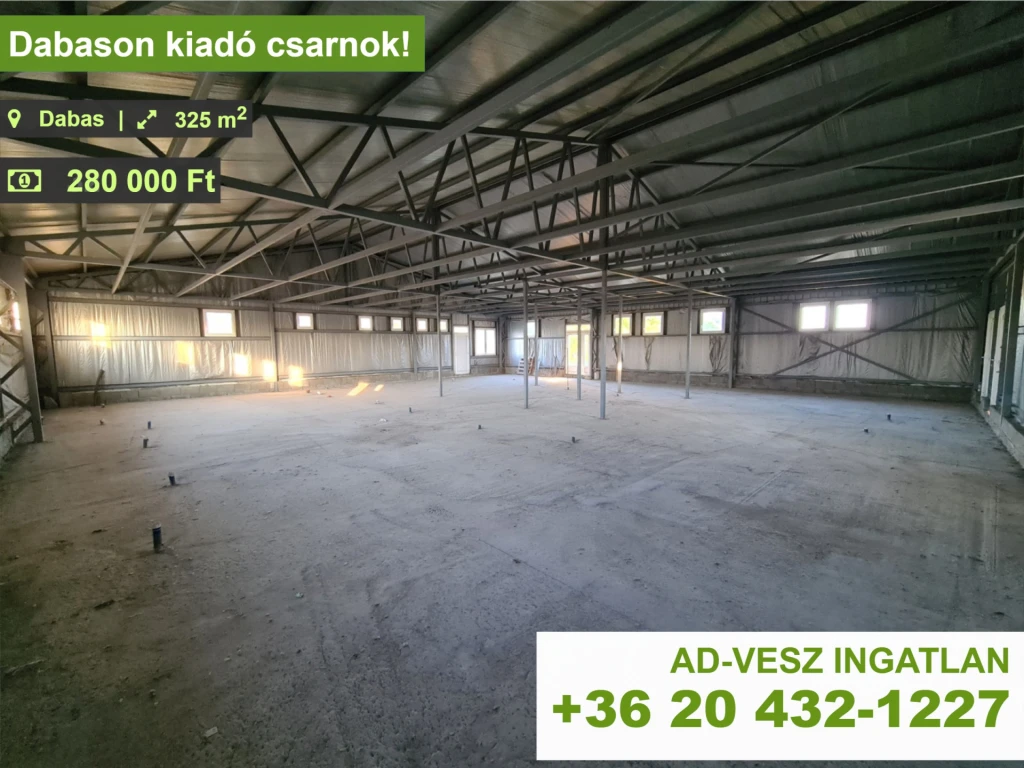 Dabason kiadó csarnok!