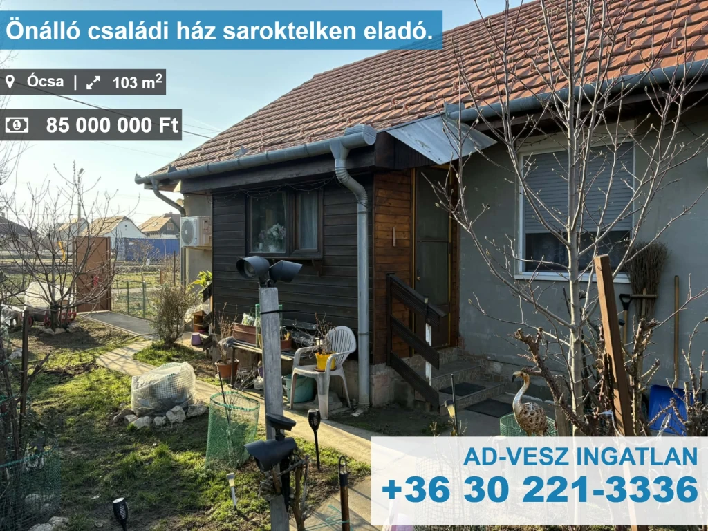 Önálló családi ház saroktelken eladó.