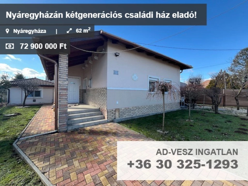 Nyáregyházán jó állapotú kétgenerációs családi ház eladó!