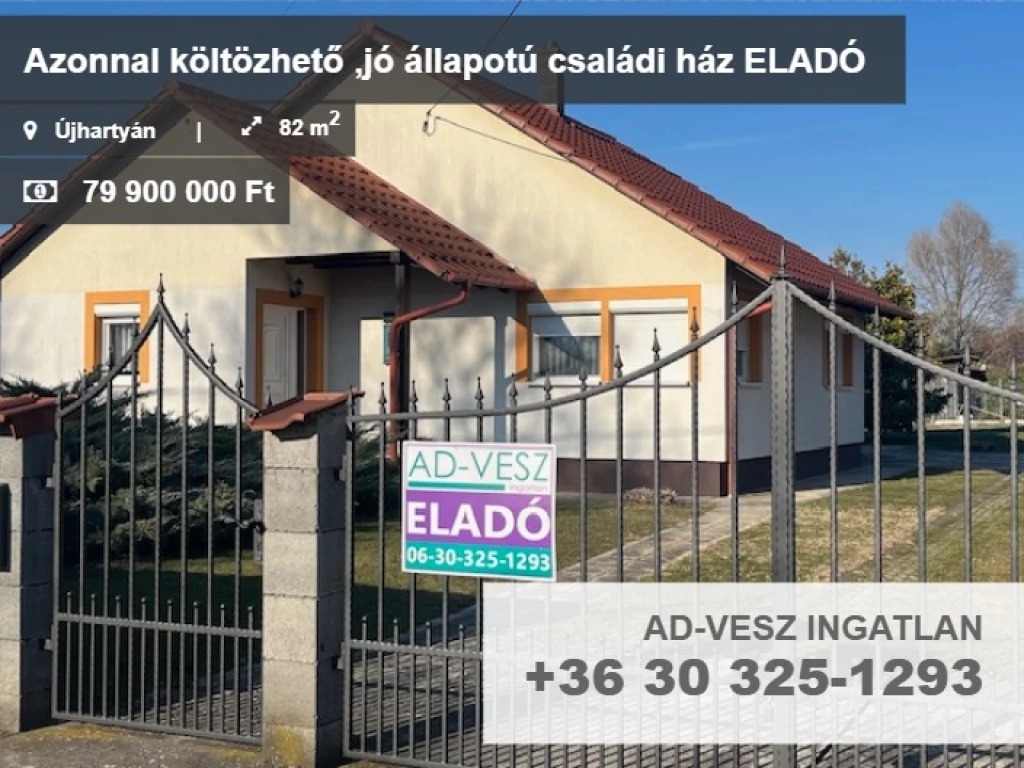 For sale house, Újhartyán