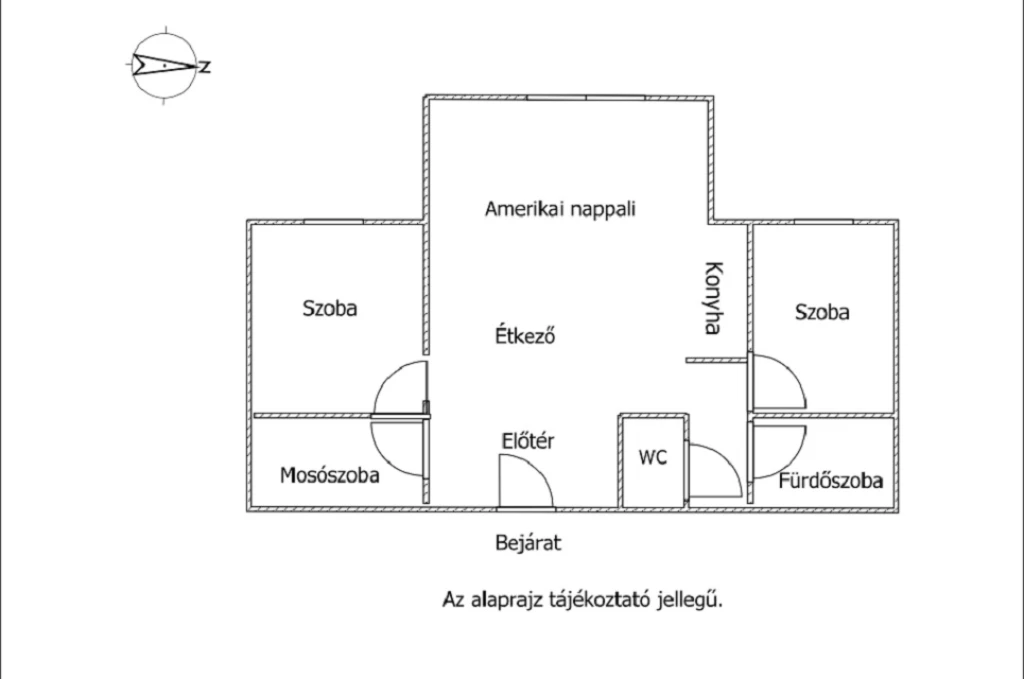 Azonnal költözhető, amerikai nappali+2 hálószobás lakás, udvari beállóval