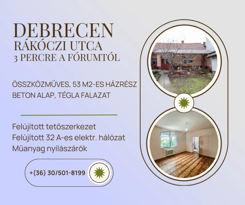 Eladó házrész, Debrecen