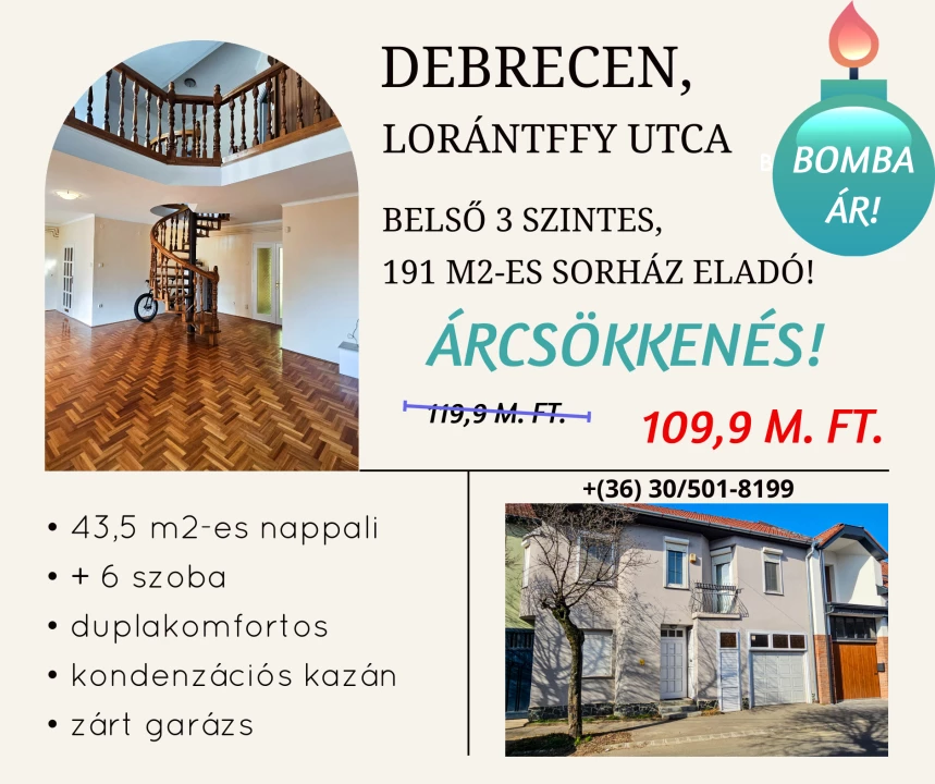Eladó sorház, Debrecen, Lorántffy utca