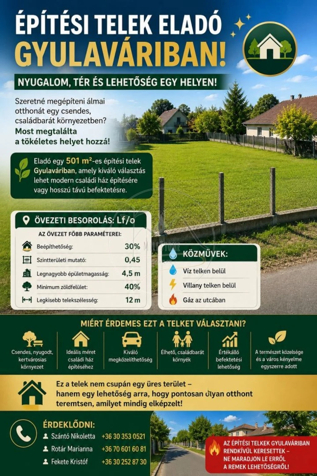 Eladó 501 m2 építési telek, Gyula