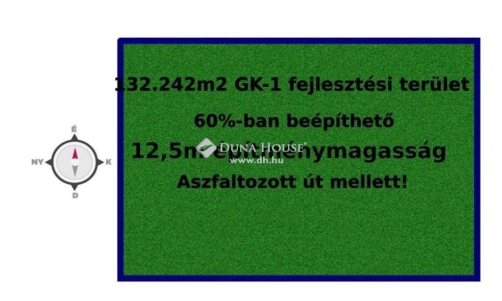 13.2 hektár fejlesztési terület az M5 autópálya közvetlen közelében Lajosmizsénél ELADÓ