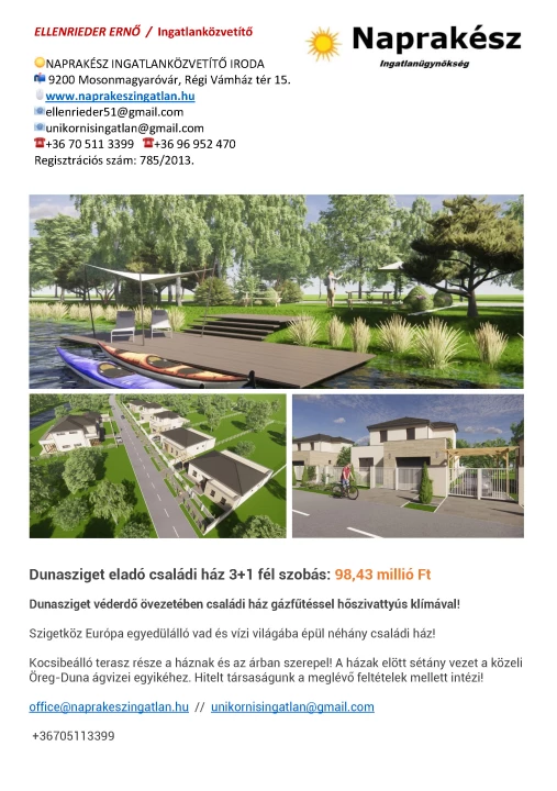 Eladó családi ház, Dunasziget
