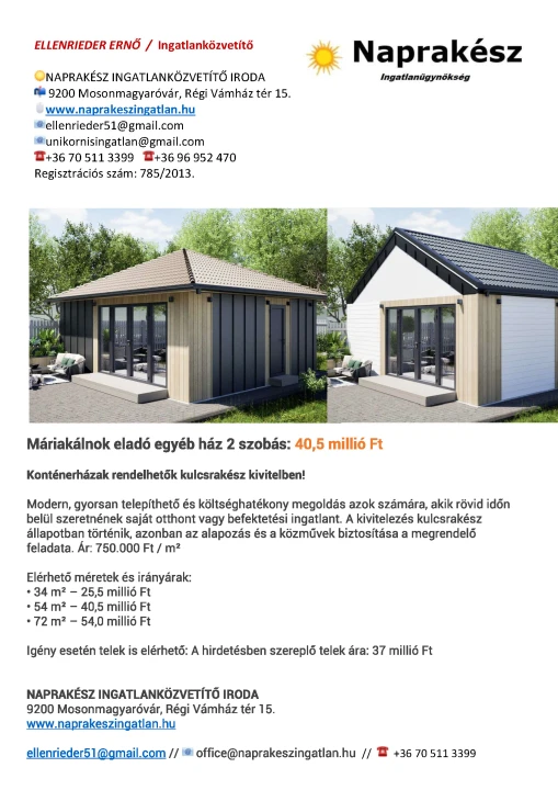 Eladó egyéb ház, Máriakálnok