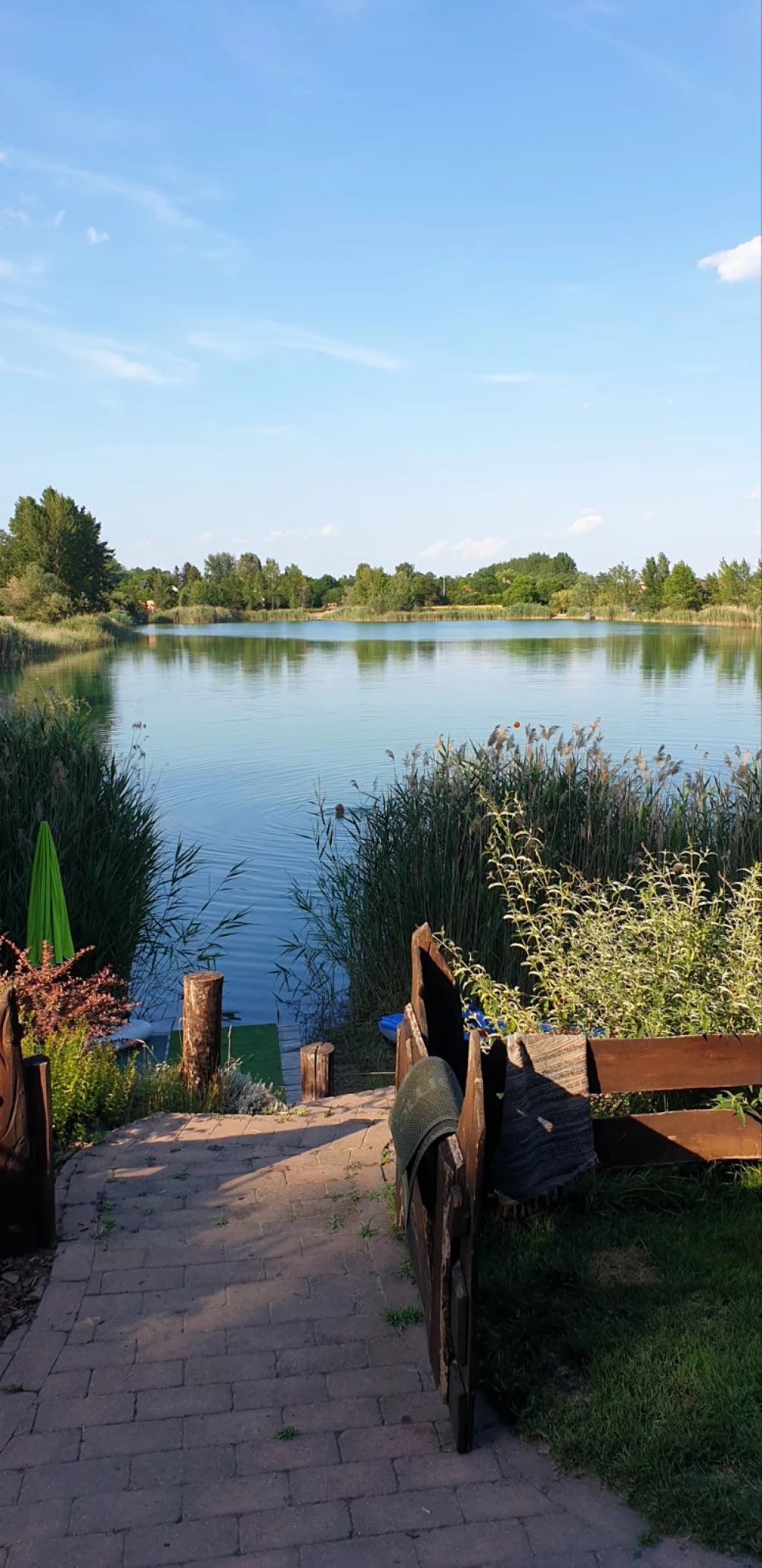 Délegyházán közvetlen tóparti nádfedeles családi ház eladó!