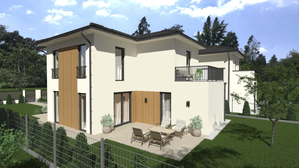 Dunaharaszti Bezerédi lakóparkjában új építésű, tároló kapcsolatos emeletes ikerház eladó!