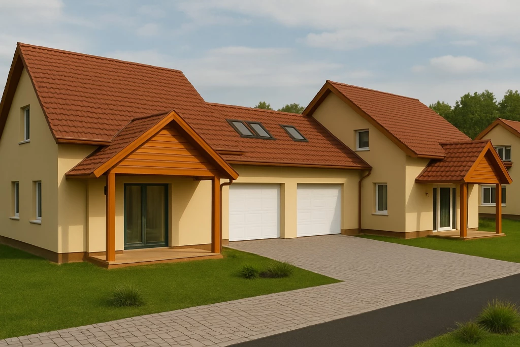 Taksony központjában garázs kapcsolatos ikerházak hőszivattyús fűtésrendszerrel eladók!