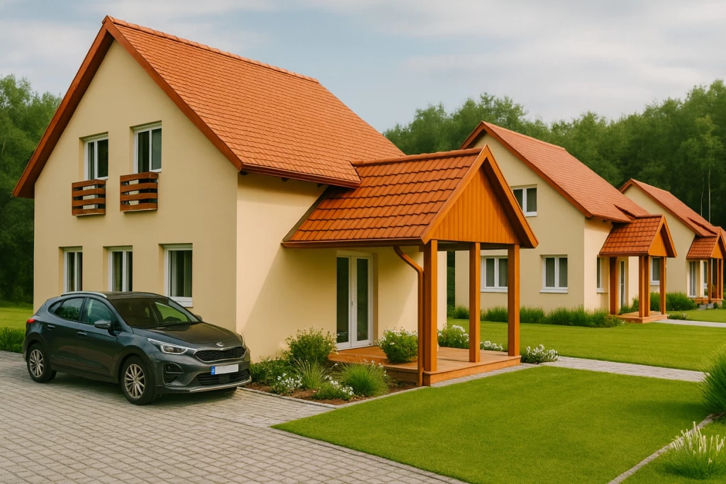 Taksony központjában garázs kapcsolatos ikerházak hőszivattyús fűtésrendszerrel eladók!