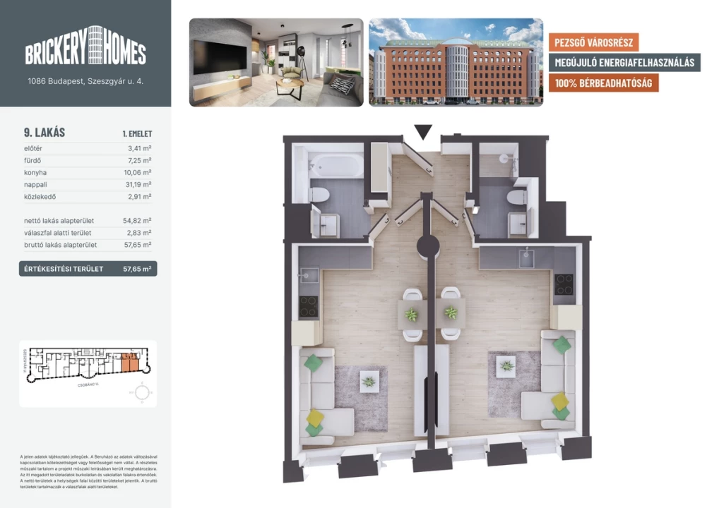 For sale brick flat, Budapest VIII. kerület, Szeszgyár utca 4.