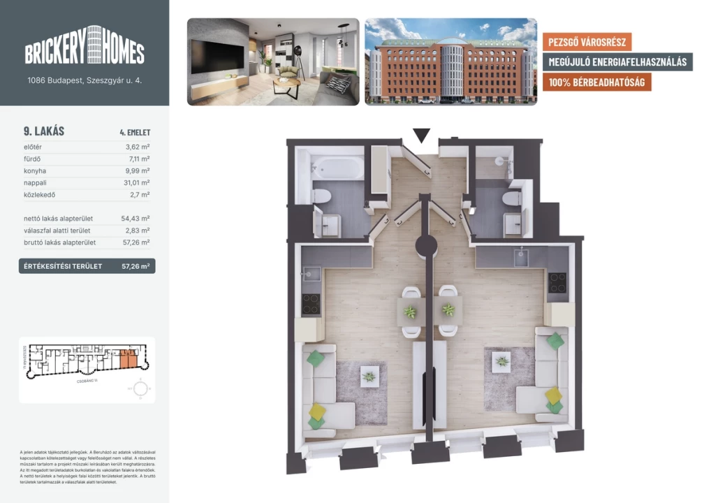 For sale brick flat, Budapest VIII. kerület, Szeszgyár utca 4.