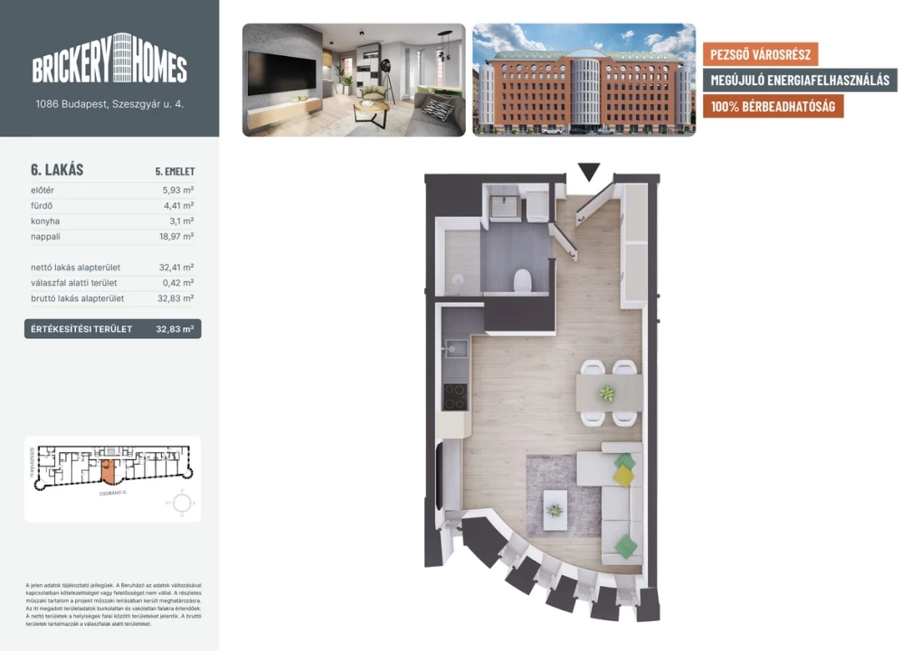 For sale brick flat, Budapest VIII. kerület, Szeszgyár utca 4.