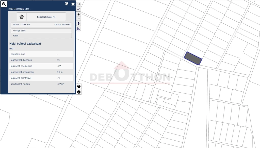 Debrecenben a Bayk András kertben egy 734 m2-es, téglalap alakú zártkerti saroktelek és a közelében lévő 1,48 ha összefüggő terület egyben és külön-külön is eladók!