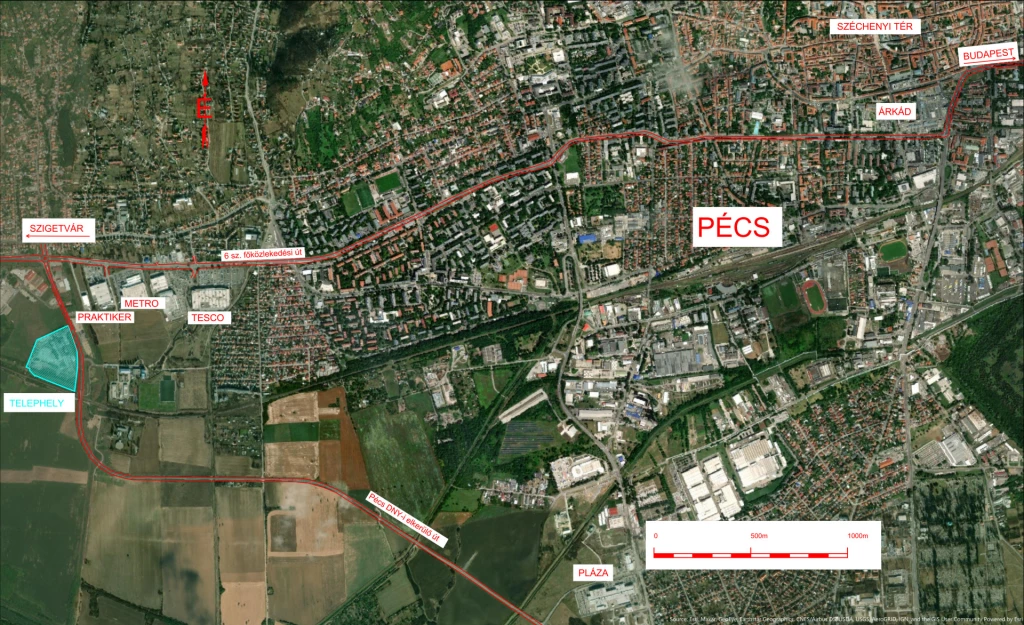 For sale industrial plot, Pécs, NY-i elkerülő út