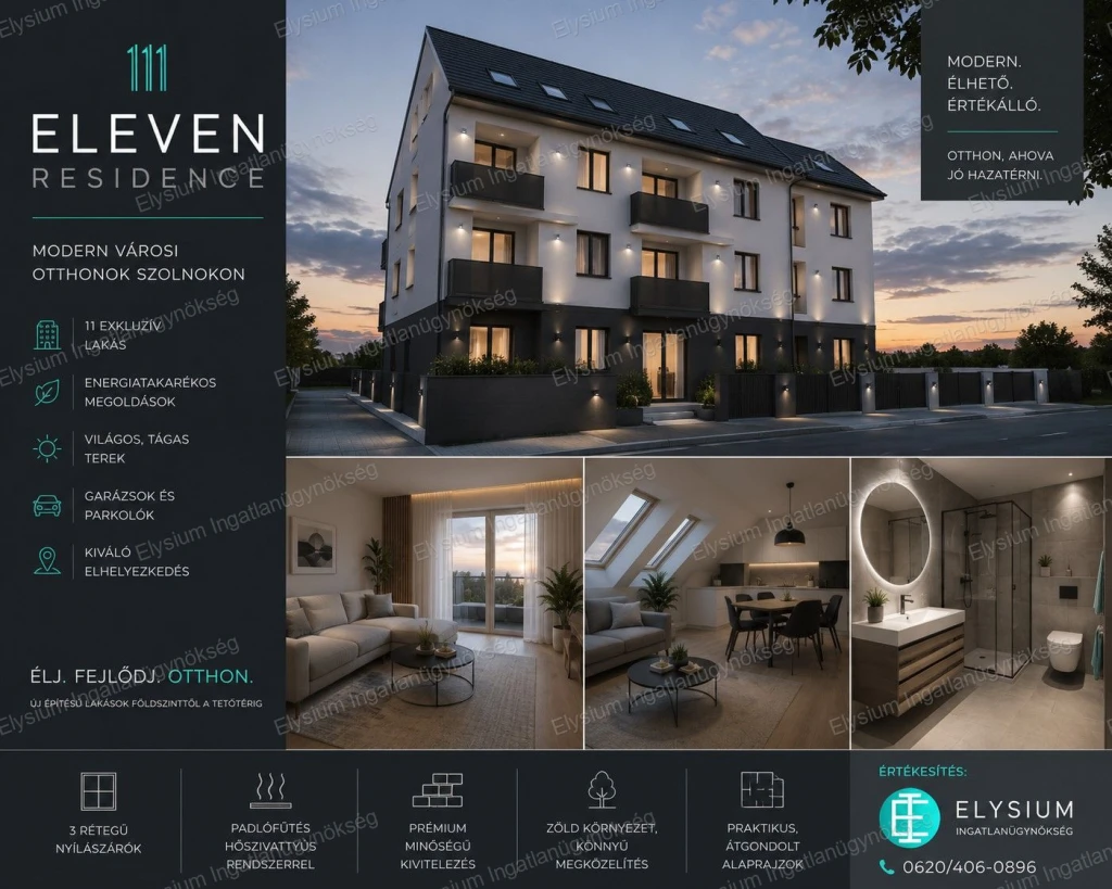 ELEVEN RESIDENCE – MODERN ÚJÉPÍTÉSŰ OTTHONOK SZOLNOKON