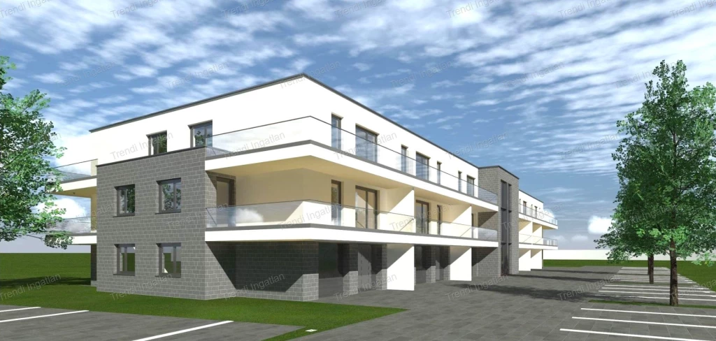 Erkélyes nappali + 2 szobás első emeleti lakás