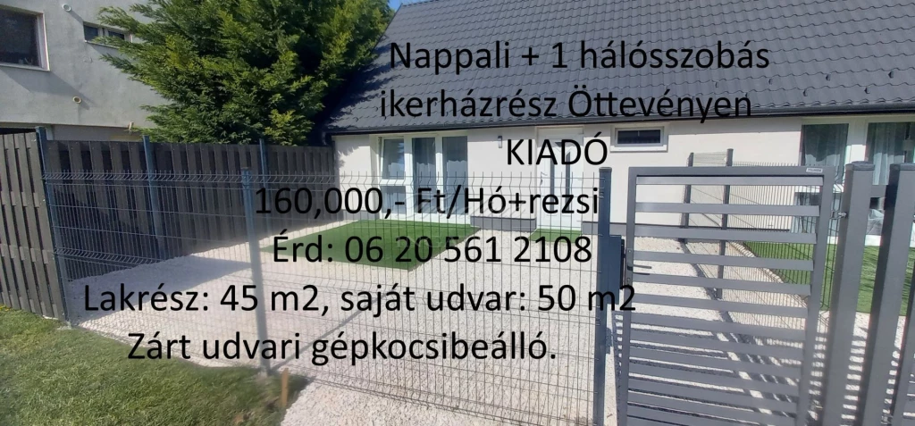 Kiadó 45 m2 tégla lakás, Öttevény