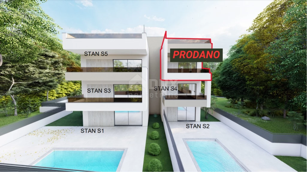 ZADAR, SUKOŠAN - Új építés! Rendkívüli lakás saját medencével és hatalmas udvarral! S2