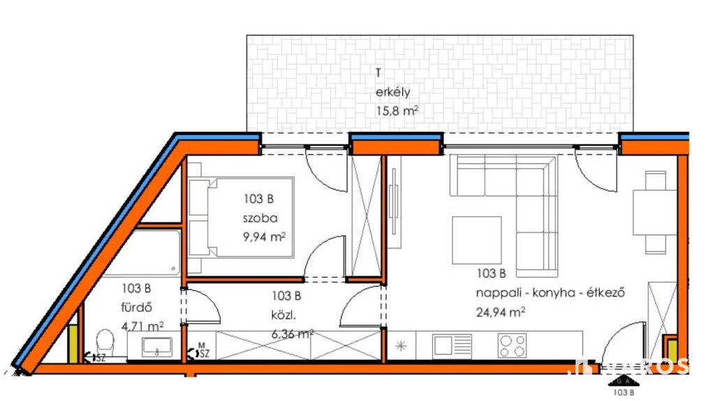 Belvárosi új építésű lakás, terasszal!