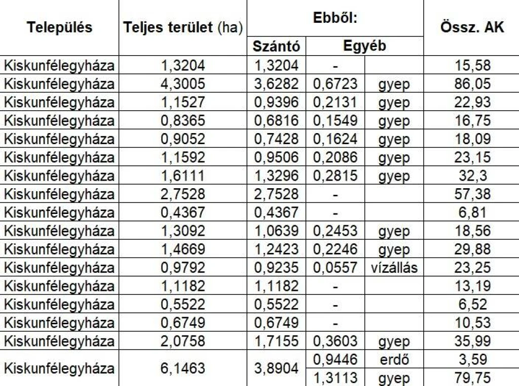 Eladó föld, Kiskunfélegyháza