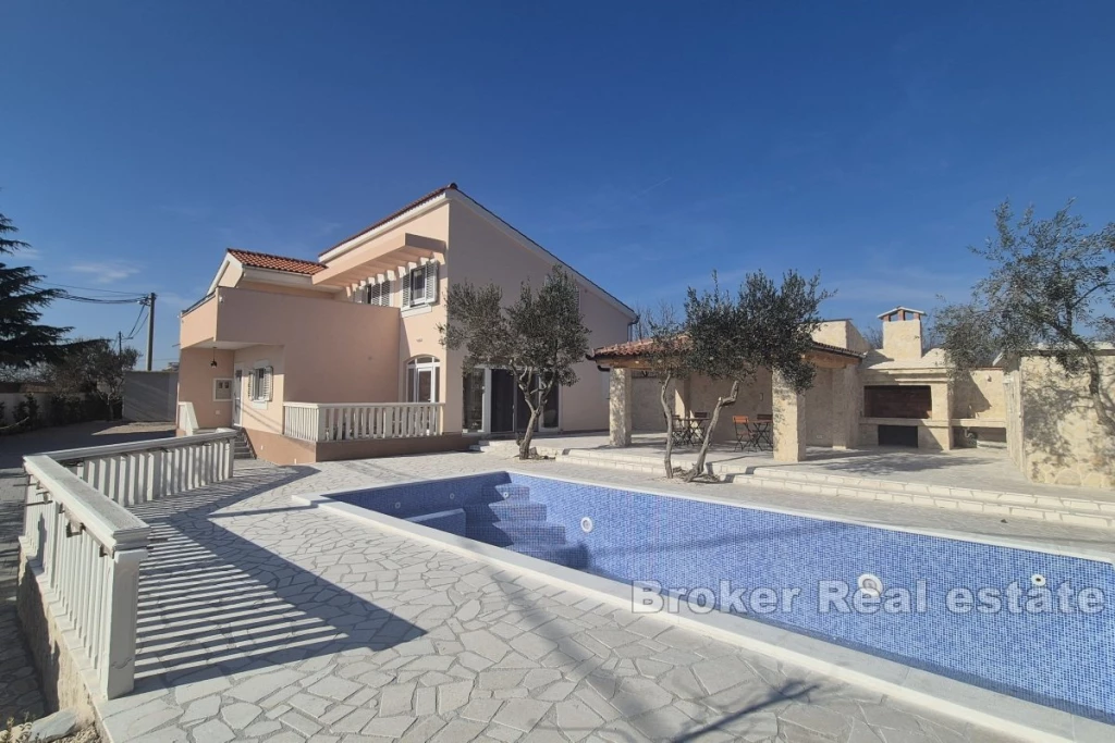House with a pool and landscaped yard