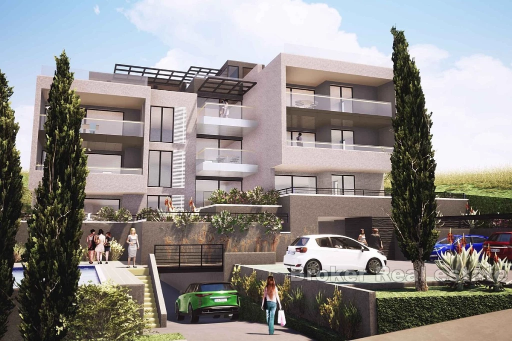 Modern two bedroom apartment with garden and sea view