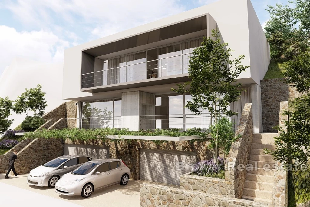 Unfinished house in front row by the sea