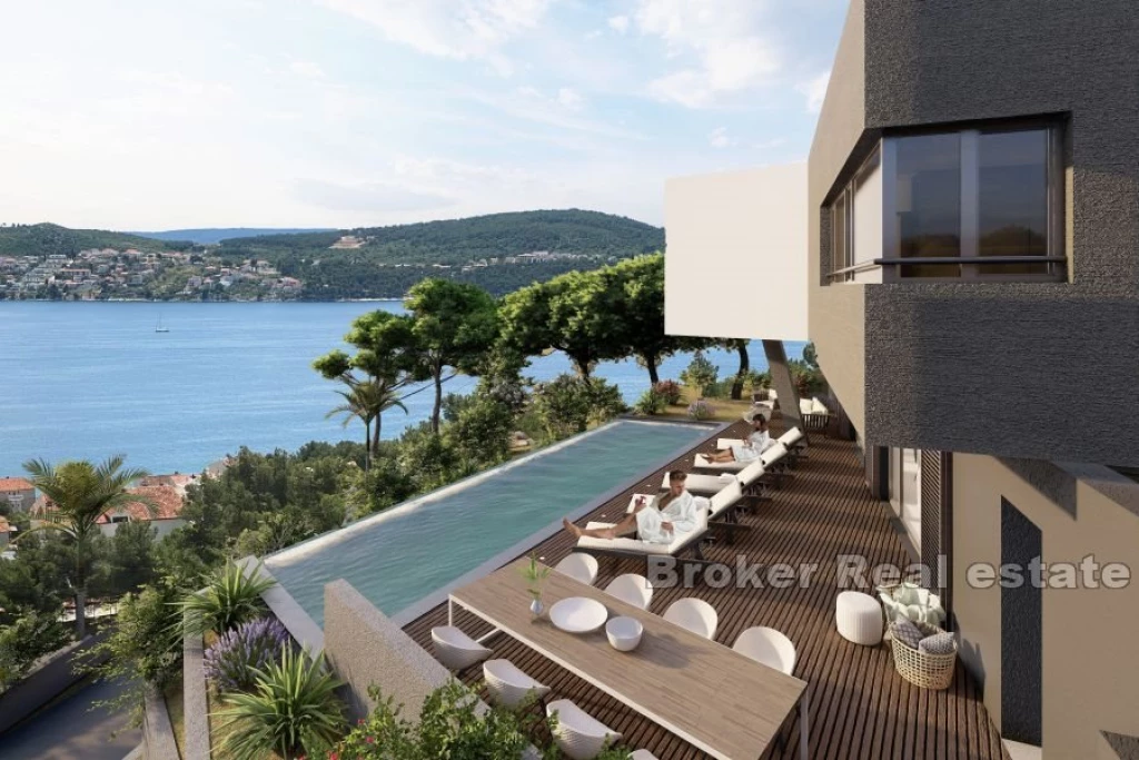Villa under construction with pool and sea view