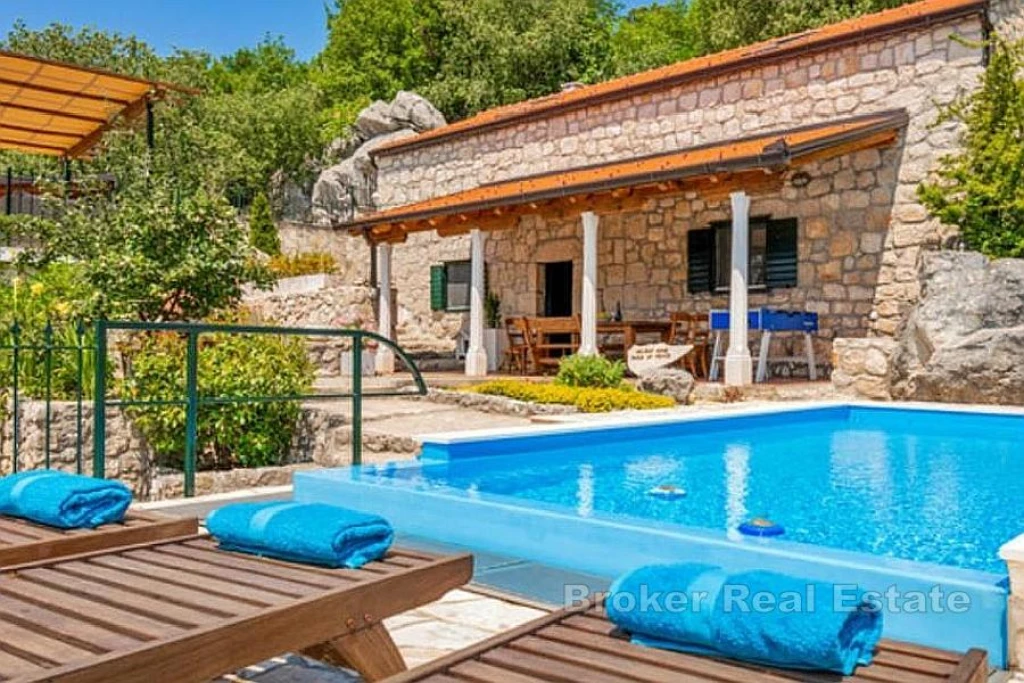Stone house with a pool in pure nature