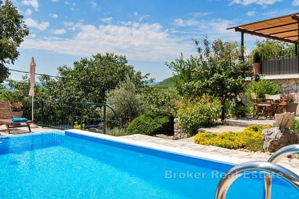 Stone house with a pool in pure nature
