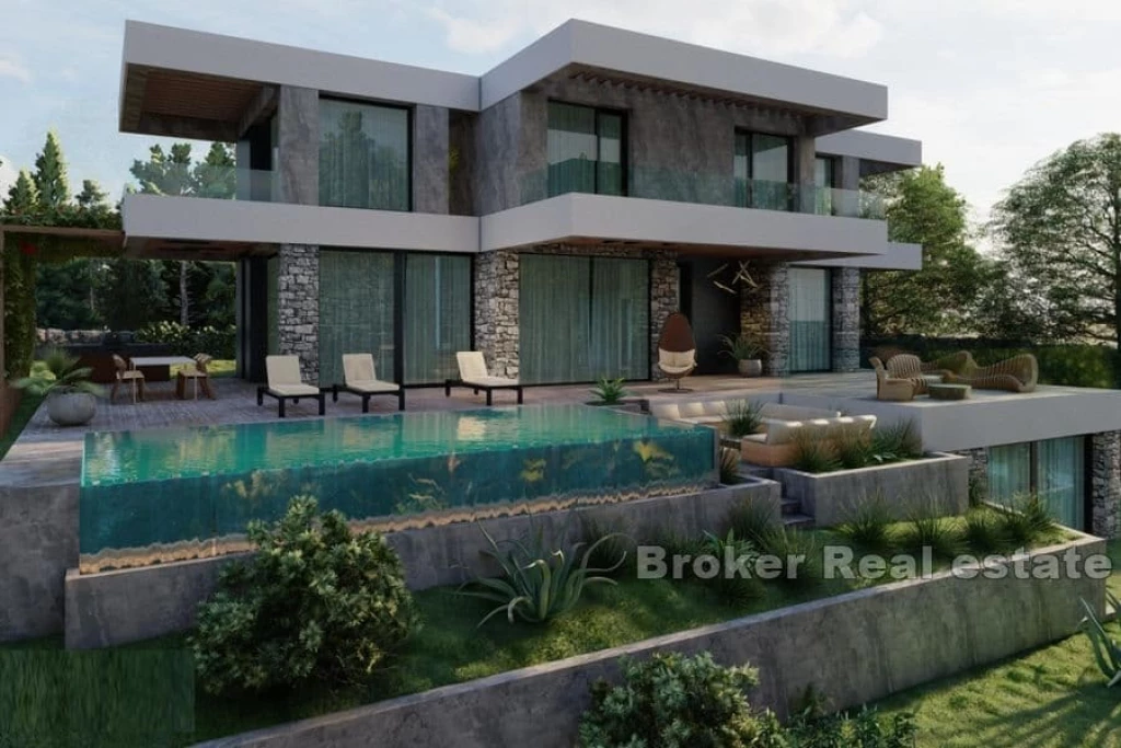 Building plot with a project of a villa with pool