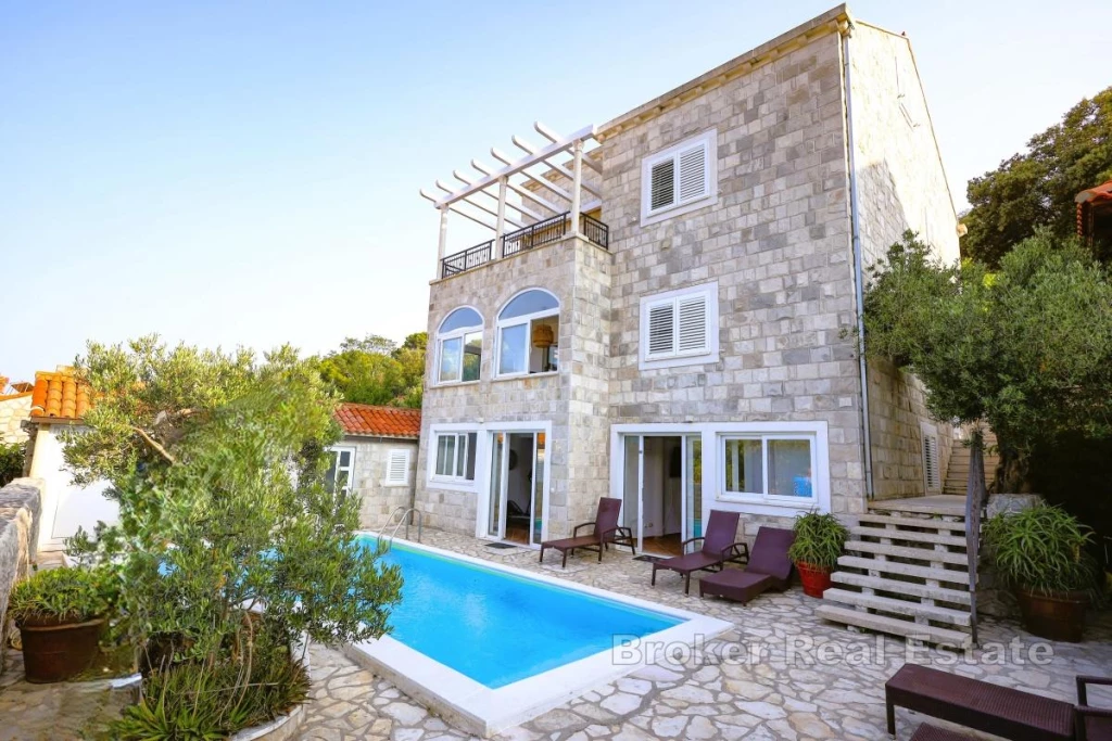 Stone villa with swimming pool and sea view