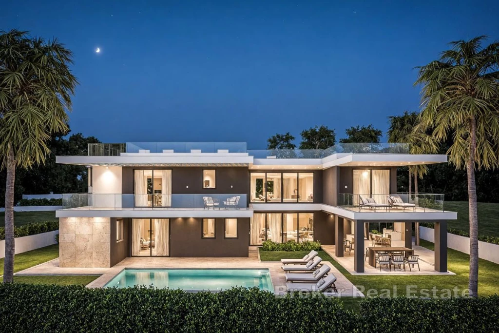 Modern coastal villa in Pomer with heated pool and exclusive rooftop terrace