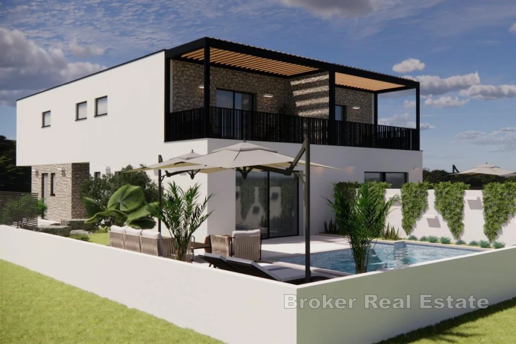Modern semi-detached house with swimming pool