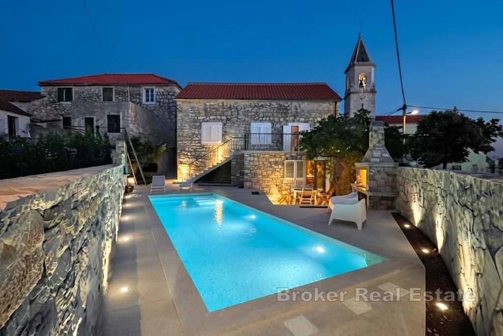 Traditional Mediterranean stone house with swimming pool