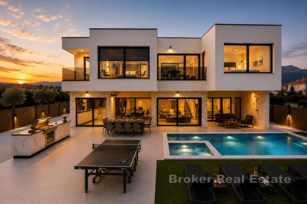 Modern luxury villa with pool, sauna and gym
