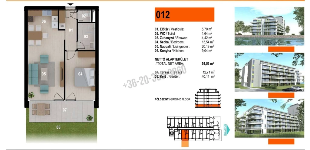 Eladó Téglalakás, Siófok, Ezüstpart, 54nm, 105600000 Ft