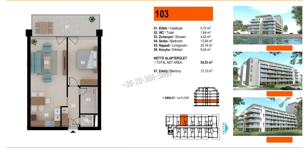 Eladó Téglalakás, Siófok, Ezüstpart, 54nm, 88610000 Ft